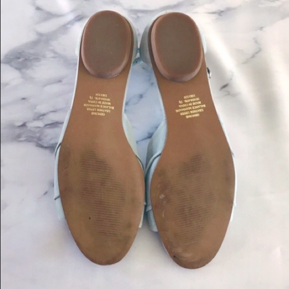 β¨HPβ¨ Colin Stewart Suede Bow Ankle Strap Flats 8 Aqua - Picture 7 of 10